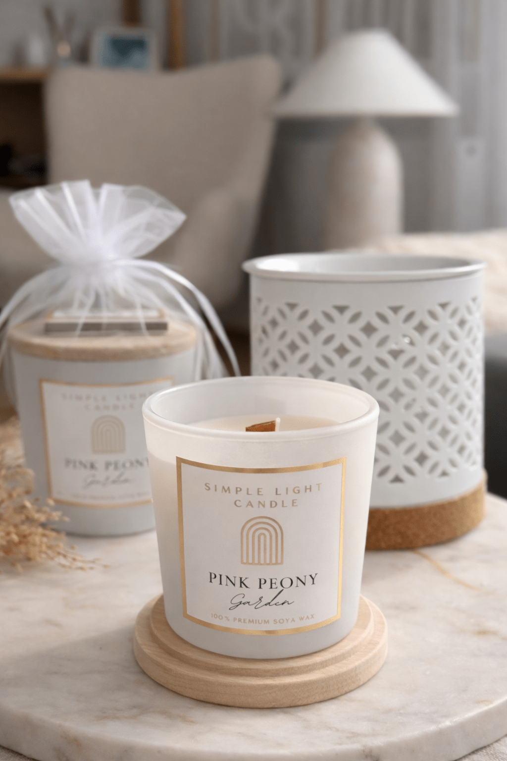 Świeca sojowa S - Pink Peony Garden