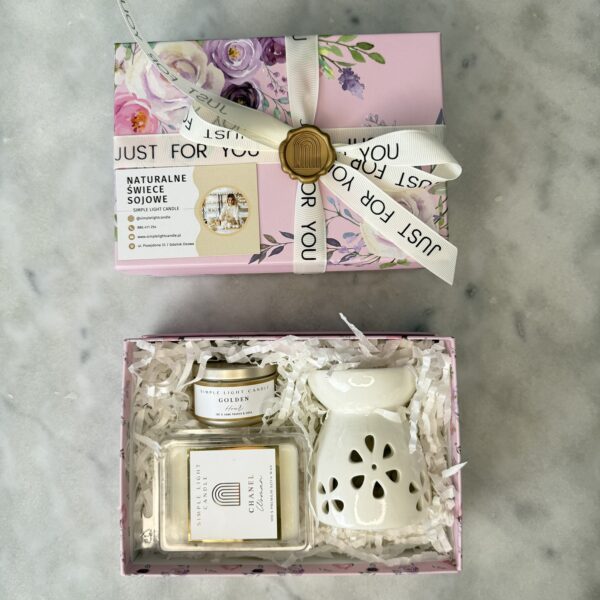 Zestaw Prezentowy - „Od Serca” (S) kominek + woski + świeczka mini