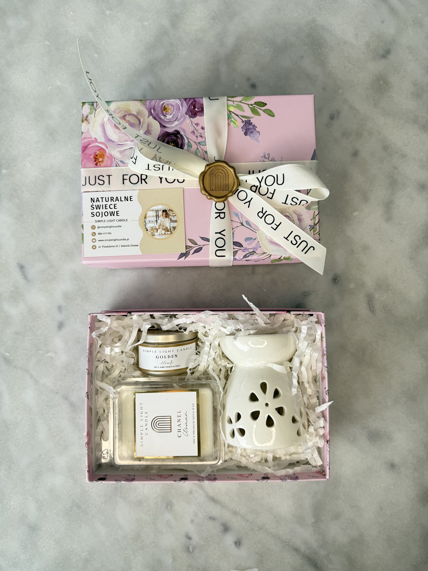 Zestaw Prezentowy - „Od Serca” (S) kominek + woski + świeczka mini