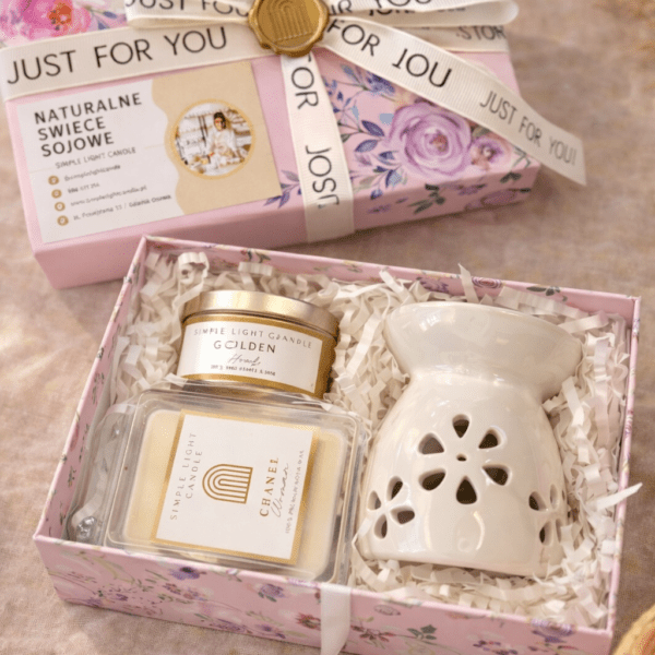 Zestaw Prezentowy - „Od Serca” (S) kominek + woski + świeczka mini