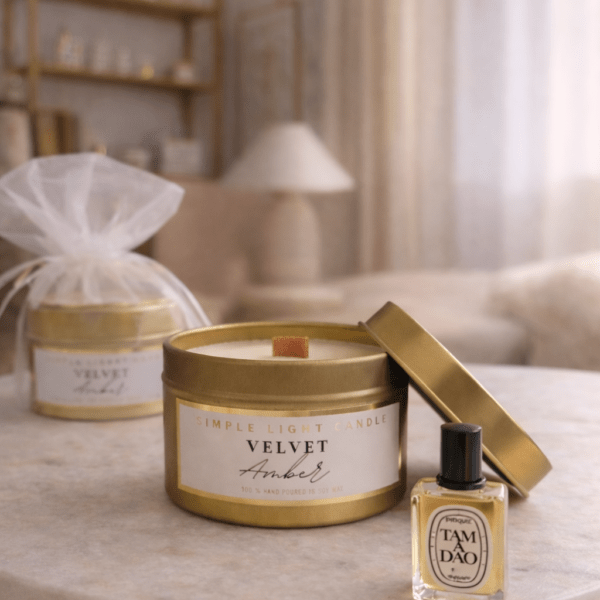 Świeca sojowa w puszce 100 ml - zapach Velvet Amber