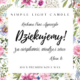 Indywidualna personalizacja etykiety (+15 zł / 1 świeca)