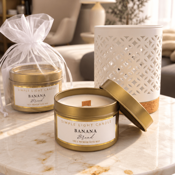 Świeca sojowa w puszce 100 ml - zapach Banana Bread